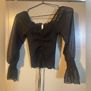 Ruched Black flowing top